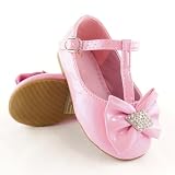 Toddler Girls Mary Jane T-Strap Ballet Flats w/ Rhinestone Bow PINK , 4-8