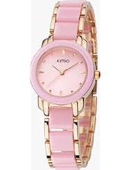 KIMIO K455L Fashion Ladies Quartz Waterproof Wristwatches Stainless Steel Pink mix Golden