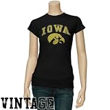 Iowa Hawkeyes Ladies Black Big Arch n' Logo Vintage T-shirt