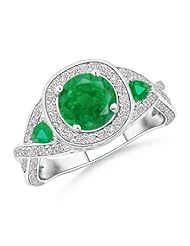 Round, Trillion Emerald and Round Diamond Engagement Ring - 1.85 ct TGW