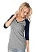 Kavio! Junior Sheer Jersey Contrast V Neck Raglan 3/4 Sleeve