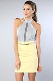 Motel The Charlie Hi-Waisted Skirt in Lemon,Skirts for Women