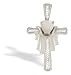 Jewelry : 14K White Gold Genuine Heart Opal and Diamond Cross Pendant