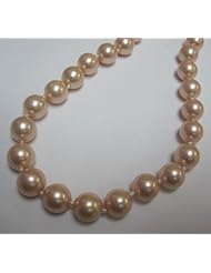 Sterling Silver Pink Shell Pearl Necklace 14mm - Perfect Birthday Gift