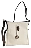 Hunting World Beige Fabric and Brown Leather Shoulder Bag 3624BR