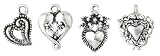 Blue Moon Plated Metal Dangle Charms, Silver Medium Heart Assortment, 10/Pkg