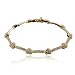 18k Yellow Gold Plated Sterling Silver Cubic Zirconia Heart Line Bracelet, 7.25