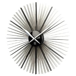 Sunburst Silver Finish Contemporary Wall Clock