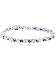 Sterling Silver and Simulated Diamond Alternating Twisted Tennis Bracelet, 7.25"