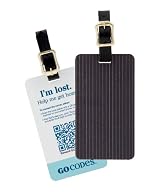 GoCodes Smart QR Bar Code Luggage Tag - Black Pinstripe One Size