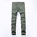 Men's Army Green Ripped Distressed Destroyed Skinny Fit Jeans Pants with Holes