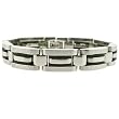 Stainless Steel Black Rubber Bracelet Mens Heavy Link Designer Polish Finish by Bucasi