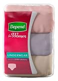 Depend for Women Underwear in Colors, [Large], Moderate Absorbency, 6-count Boxes (Pack of 3)