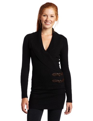 XOXO Juniors Surplus Sweater Dress with buckle, Black, Small