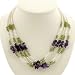 Handmade White Pearl, Amethyst & Green Peridot Necklace With Silver Beads