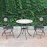 Bistro Set : 28 Diameter Tiled table and two folding Chairs (Chair backs replicate table tiles)