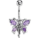 Tanzanite Purple Gem Butterfly Fairy Belly Ring