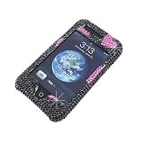 Rhinestone BlingBling Hard Black Cover With Heart Design Case for APPLE IPHONE 3G 3GS 3GS [WCM136]