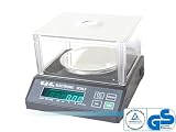 Produkt-Bild: JJ600 600g/0,01g Pr&auml;zisionswaage Laborwaage Digitalwaage Feinwaage Industriewaage Tischwaage Goldwaage Juwelierwaage M&uuml;nzwaage Z&auml;hl- und Tarefunktion Waage + 500g M1 Kalibriergewicht als Geschenk Kunststoff-Windschutz, gr&uuml;ne 15 m VFD-Anzeige G&G
