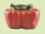Ceramic Bell Pepper Kitchen Bread Box Canister Red