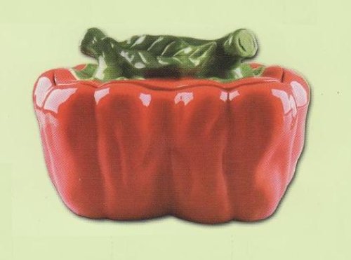 Ceramic Bell Pepper Kitchen Bread Box Canister Red