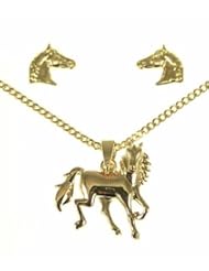 kala-isjewels - Ladies - 18ct Gold Plated " Horses "Pendant ( 0,70" ) , Earrings and Chain (17,71" )