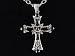 Silver Tone Jet Black Crystal Rhinestone Heart Center Cross Pendant Necklace