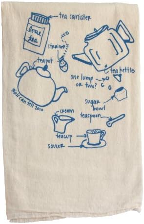 Girls Can Tell Tea Set Diagram Floursack Towel TN050 - unbleached cotton