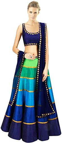 Unnati Women's Designer Lehenga Choli With Elegant Embellishment X-Large - 40" Multicolor