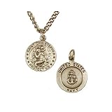 St. Christopher US Navy Medal,Pewter,24", endless stainless, steel chain