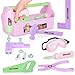 EP EXERCISE N PLAY 18 Pieces Kids Tool Set Pretend Play Construction Tool Accessories with a Tool Box Including Toy Electric Drill (Pink)
