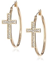 Betsey Johnson "Iconic Summer Metallics" Cross Hoop Earrings