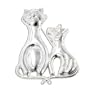 Tails Crossed - Sterling Silver Whimsical Cat and Kitten Artistic Pin Brooch