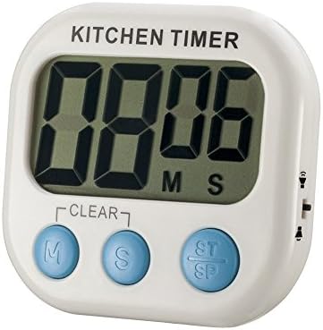 Abyln Digital Kitchen Timer Large Digit LCD Display, Volume Adjustable, Back Strengthen Magnetic, Auto Shutdown, White with Blue Button