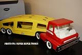 Vintage Metal Structo Red and Yellow Car Carrier Semi Truck Cab and Trailer