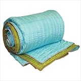 Silk Coverlet in Turquoise / Lime Size: Queen
