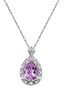 10k White Gold, February Birthstone, Amethyst and Diamond Pear Shaped Pendant