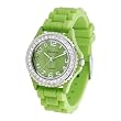 Geneva Platinum CZ Accented Silicone Watch
