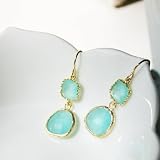 Rebecca GDEGT Gemstone Dangle Earrings - Gold Turq