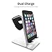 Orzly DuoStand Charge Station for Apple Watch & iPhone - Aluminum Desk Stand Cradle in SILVER with Built-In Insert Slots for both Grommet Wireless Charger and Lightning Cable for iPhone Models: 5 / 5S / 5C / 6 / 6 PLUS and both 42mm & 38mm sizes of 2015 Watch Models