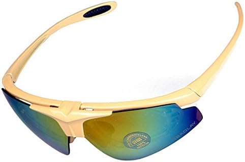 Sports Sunglasses, Esdar Mens Polarized Sunglasses Mens Glasses Exchangeable 5 UV400 Lenses Cycling Hiking Running Outdoor Sunglasses Upgraded Design (Yellow)