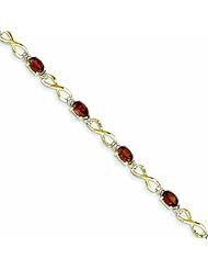 Genuine 14K Yellow Gold Garnet & Diamond Bracelet 5 Grams Of Gold 100% Satisfaction Guaranteed.