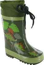 Dinosaur Hunters "Welly" Boys Dinosaur Printed Wellington With Adjustable Toggle - Khaki