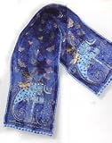 Laurel Burch Scarves, Indigo Cats with Sequins