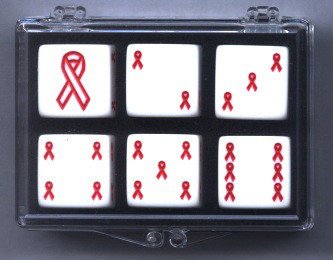 Red Ribbon Set of 6 - 19mm 6 Sided Dice in Case