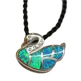 Alexander Kalifano Sterling Silver Swan Aqua Opalite Pendant with Cz
