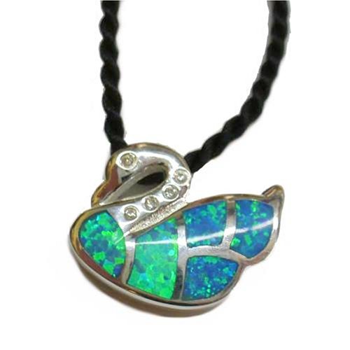 Click here to buy Alexander Kalifano Sterling Silver Swan Aqua Opalite Pendant with Cz.
