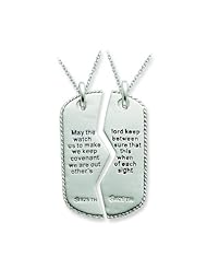 Sterling Silver Antiqued Military Dog Tag For Two 18in Necklaces.