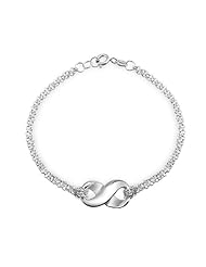 Bling Jewelry 925 Silver Double Chain Figure Eight Infinity Charm Bracelet 7.5in