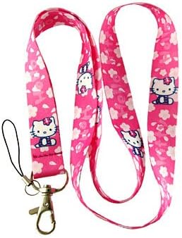 Buy 2 Get 1 More Free - Hello Kitty Pink White Flowers Lanyard - DGK neck lanyard - 20mm x 44cm